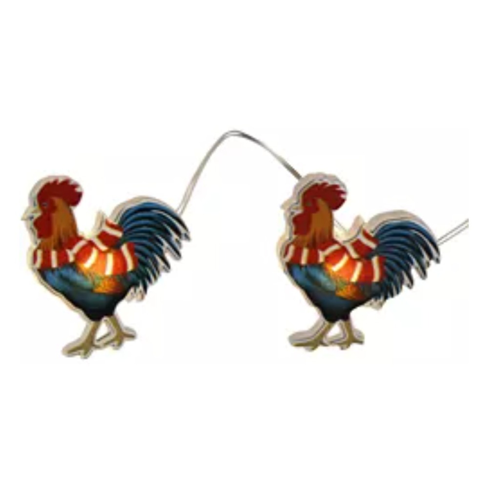 Red Shed Rooster‎ LED String Lights With Timer 20 Ct Warm White Bulbs Indoor
